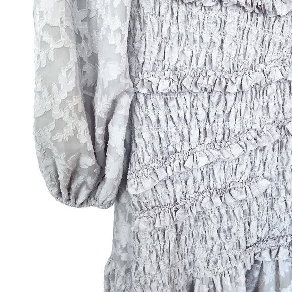 Wrong Side Of Right mauve smocked tiered modest 3/4 sleeve maxi dress XS - Picture 3 of 13